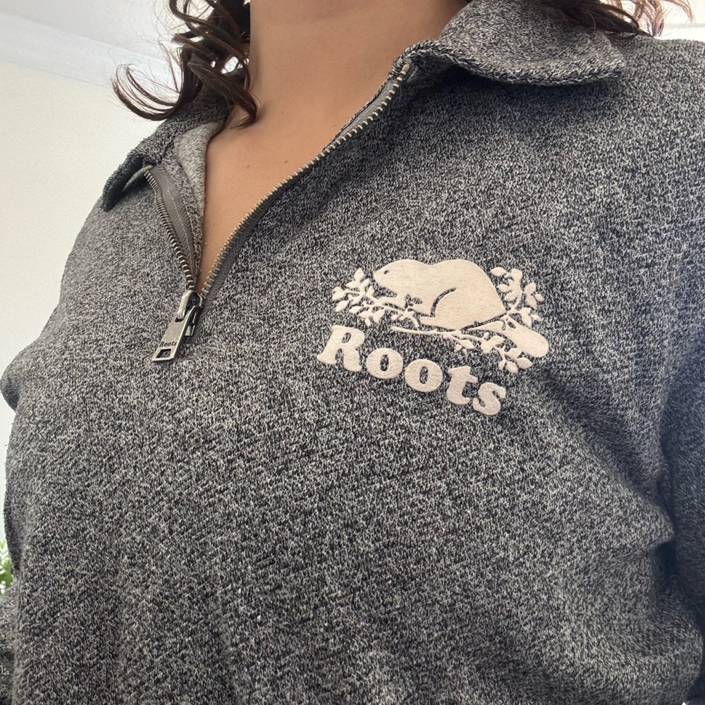 Roots Gray Half-Zip Sweater
